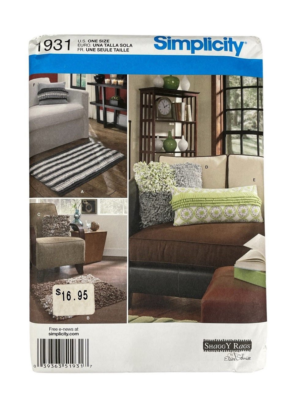 Simplicity Sewing Pattern 1931 Pillows Rugs Home Interior Decor New Fringe